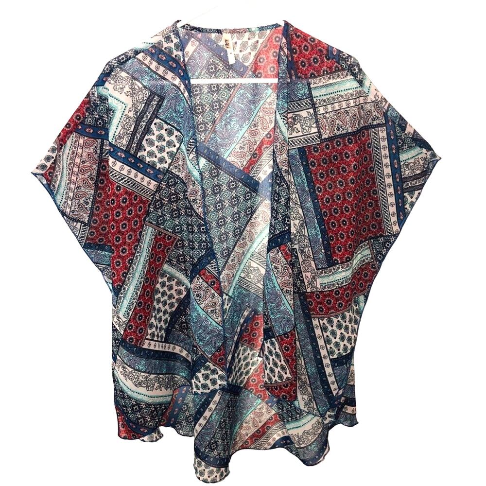 Live4Truth Red White & Blue Kimono Mixed Print-Medium